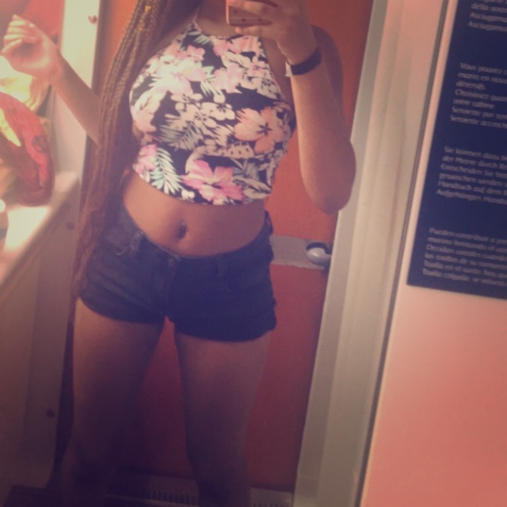 Tropical halter crop top